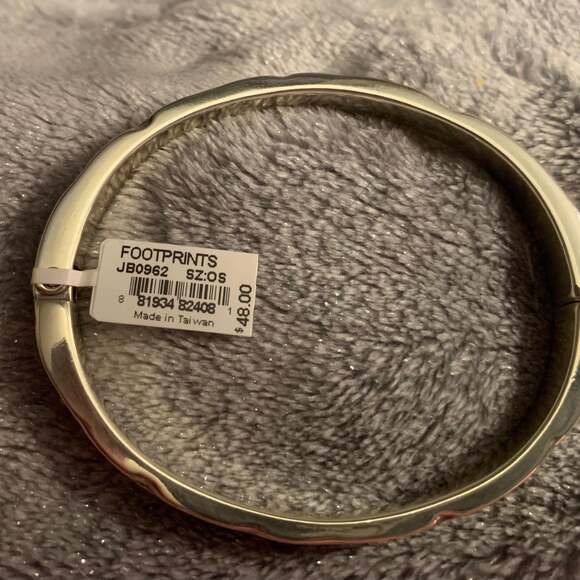 Brighton Footprints Message Hinged Bracelet Silver Tone Crystal Accents - Picture 5 of 5